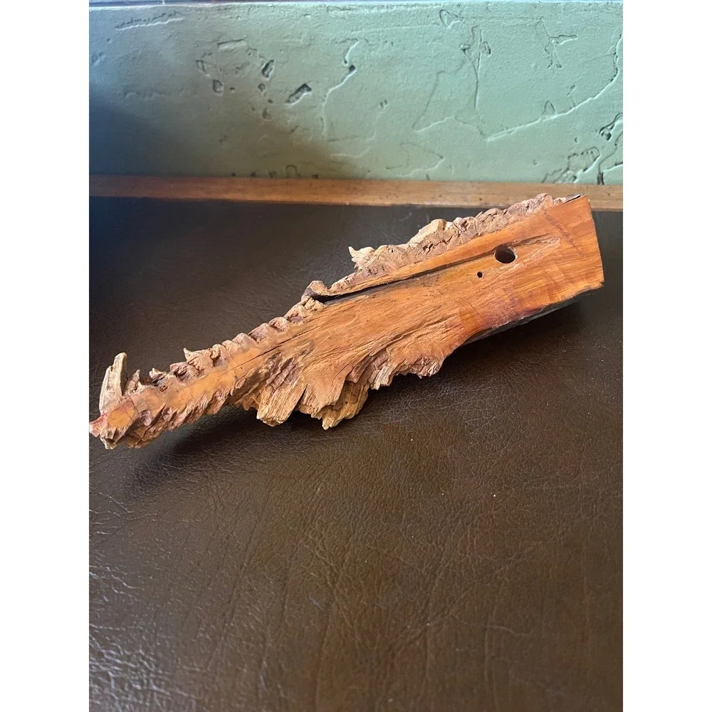 Vintage Hand Carved Wood Spirit Face Forest Wizard Folk Art Branch Carving